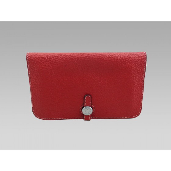Hermes Dogon Togo Leather Wallet Purse Red