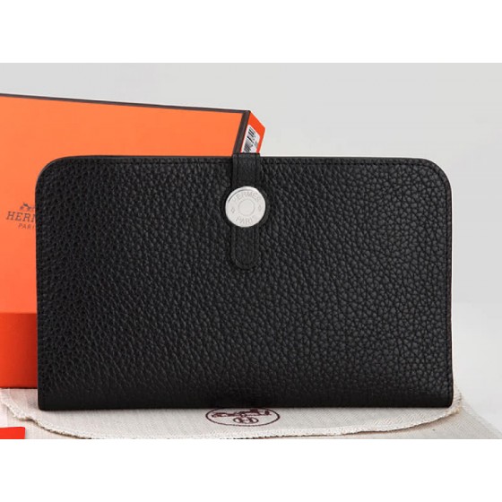 Hermes Dogon Togo Original Leather Combined Wallet Black