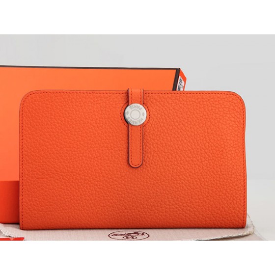 Hermes Dogon Togo Original Leather Combined Wallet Orange