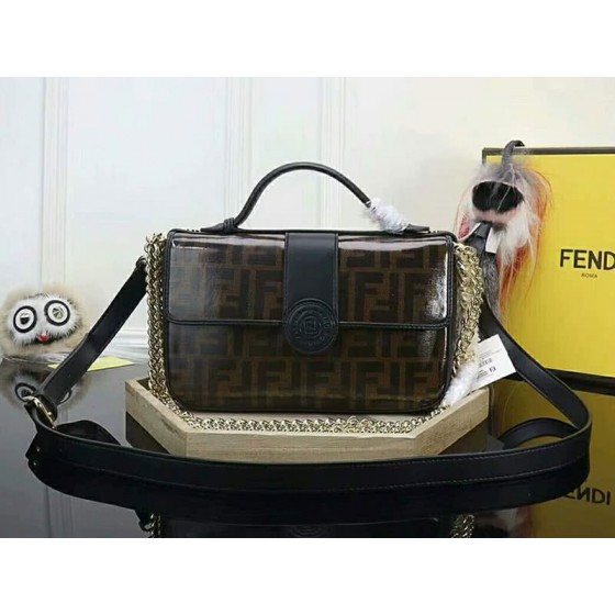 Fendi Double Sided Ff Canvas Leather Shoulder Bag ffds009