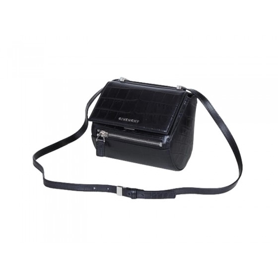 Givenchy Mini Pandora Box Bag Croc Leather Black