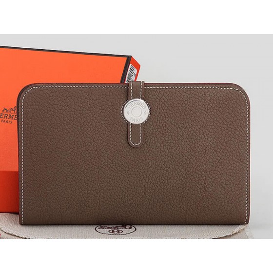 Hermes Dogon Togo Original Leather Combined Wallet Khaki