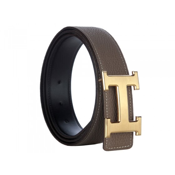 Hermes Togo Leather Belt With Gold H Buckle Khaki