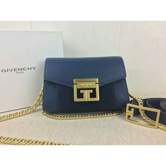 Givenchy Small gv3 Bag In Grained Leather And Suede Blue