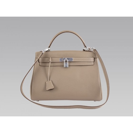 Hermes Kelly 32cm Togo Leather Clemence Gris Clair