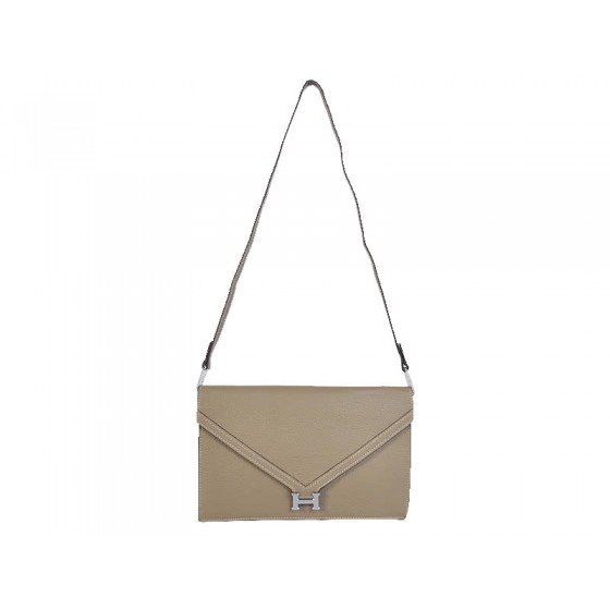 Hermes Pilot Envelope Clutch Grey With Silver Hardware