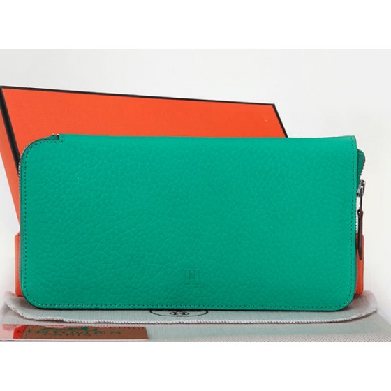 Hermes Zipper Wallet Original Leather Watermelon Green