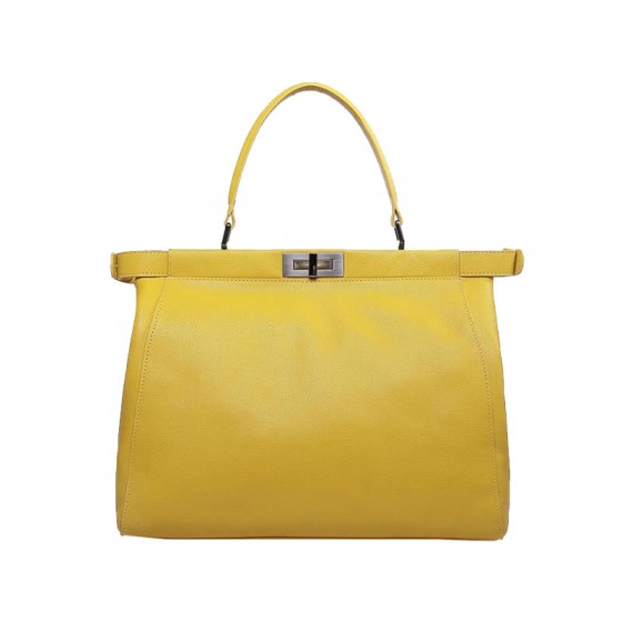 Fendi Peekaboo Calfskin Leather Bag Yellow