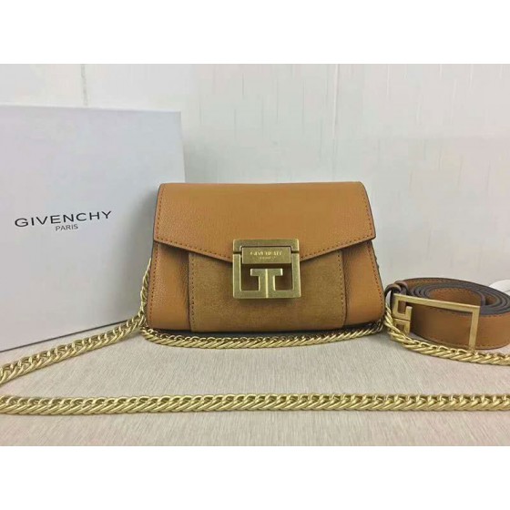 Givenchy Small gv3 Bag In Grained Leather And Suede Camel