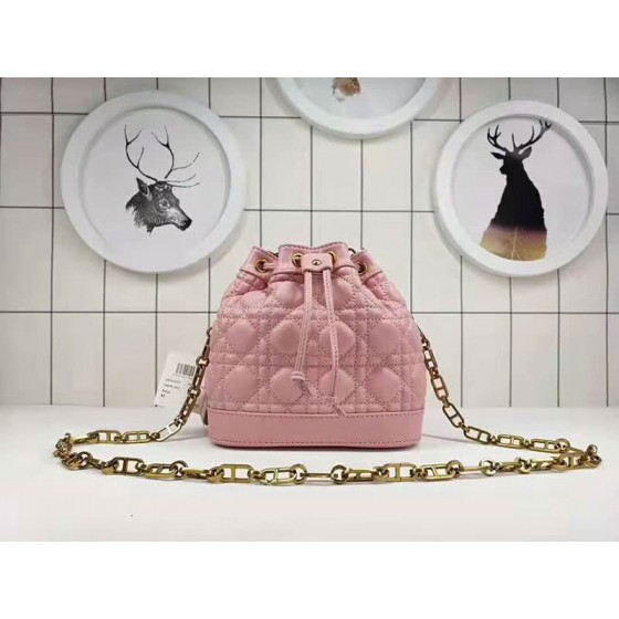 Dior Mini Miss Dior Lambskin Bucket Bag Pink