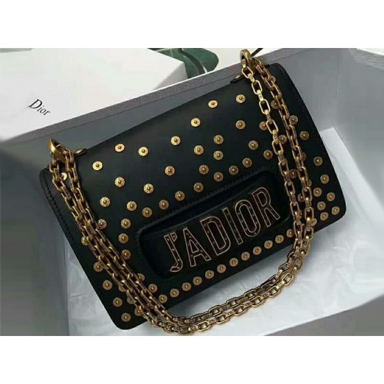 Dior J'Adior Gold Studded Flap Mini Chain Bag Black dstud01