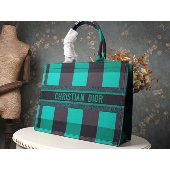 Dior Black Green Plaid Tote Bag