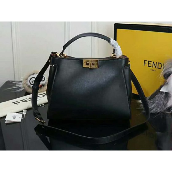 Fendi Peekaboo Essential Calfskin Leather Bag Black