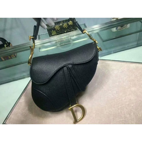 Dior Mini Saddle Calfskin Bag Gold Hardware Black m0447s