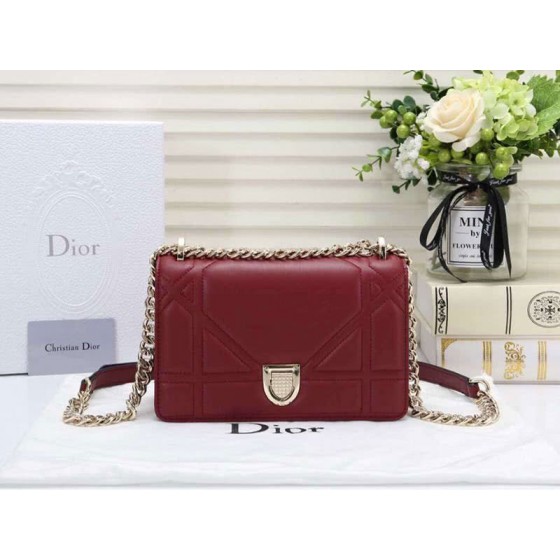 Dior Small Diorama Lambskin Bag Burgundy d05261
