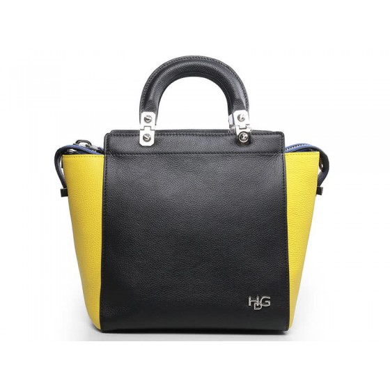 Givenchy Leather Hdg Convertible Tote Black Yellow