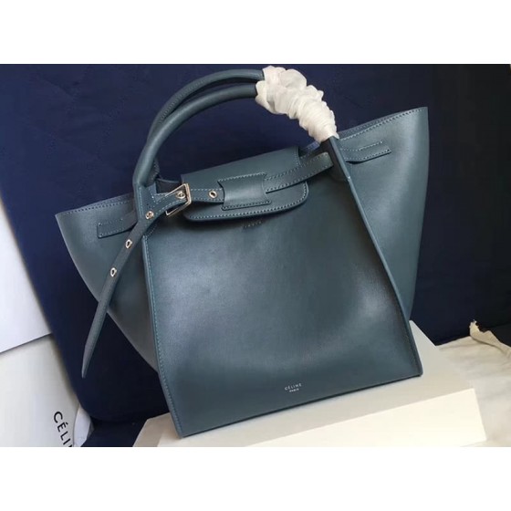 Celine Small Big Bag With Long Strap In Supple Grained Calfskin Blue