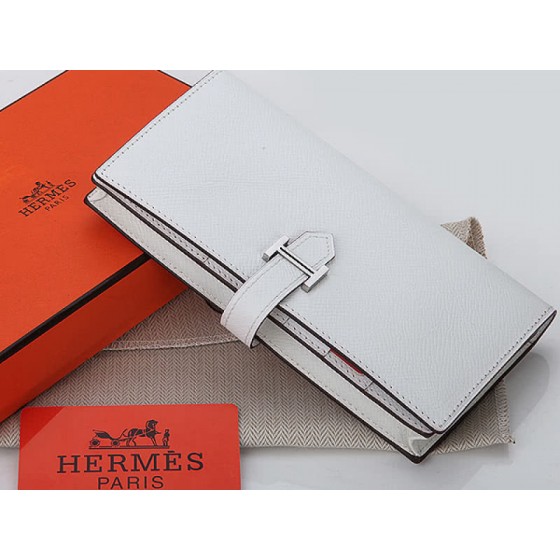 Hermes Epsom Original Calfskin Bearn Japonaise Bi-Fold Wallet White
