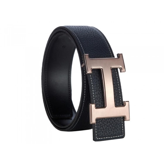 Hermes Togo Leather Belt With Everose H Buckle Black