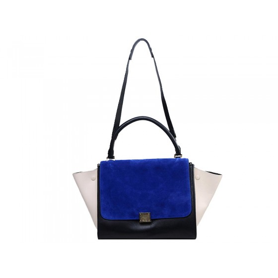 Celine Trapeze Shoulder Bag Multicolor Calfskin Royal Blue