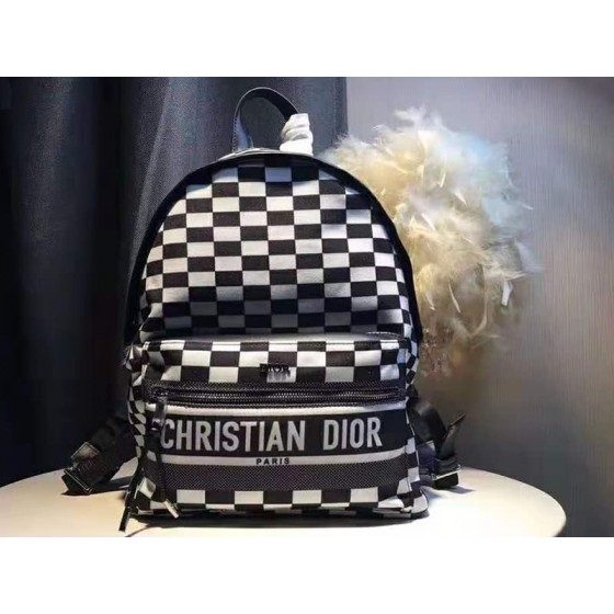 Dior Oblique With Christian Logo Backpack Damier Black And White