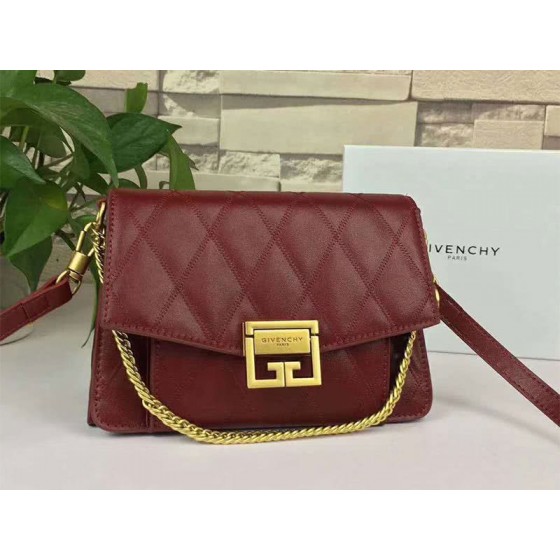 Givenchy gv3 Calfskin Quilted Leather Flap Bag Burgundy
