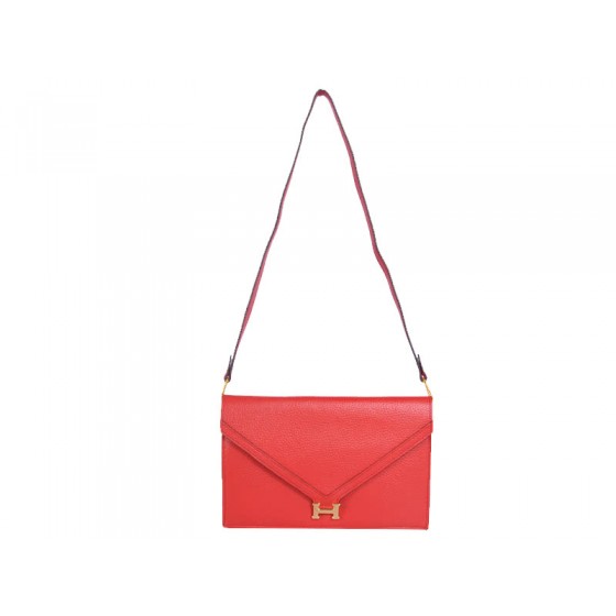 Hermes Pilot Envelope Clutch Red With Gold Hardware
