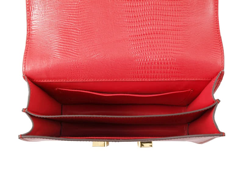 Hermes Constance 23 Single Shoulder Bag Lizard Leather Red 9