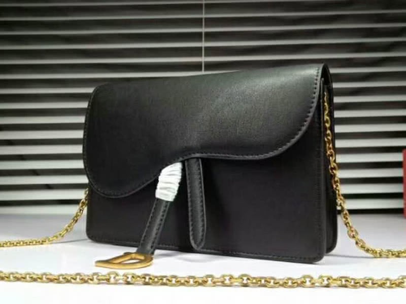 Dior Saddle Calfskin Leather Clutch Black d6620 2