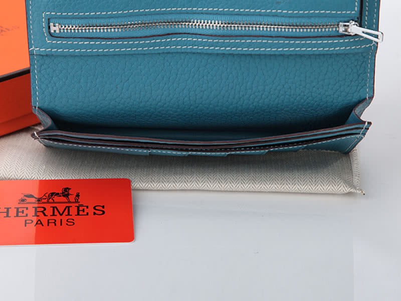 Hermes Dogon Togo Original Calfskin Bearn Japonaise Bi-Fold Wallet Medium Blue 7