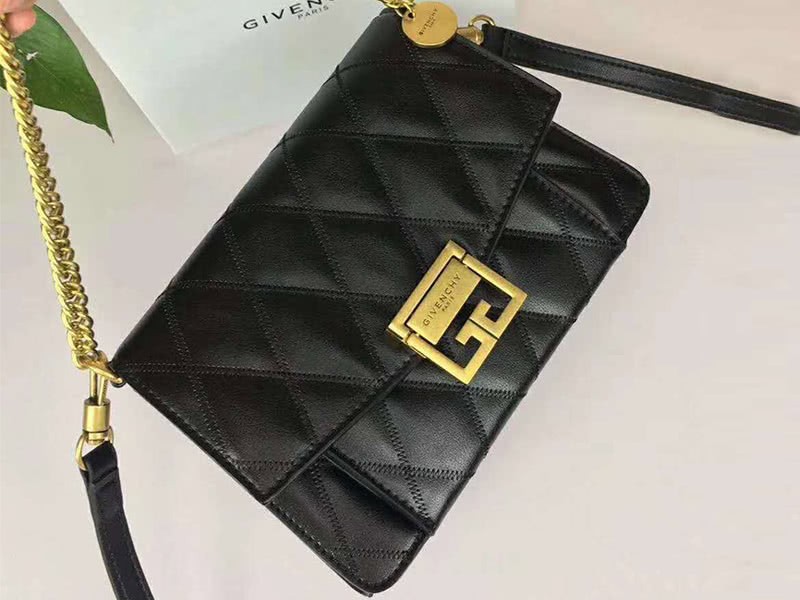 Givenchy gv3 Calfskin Quilted Leather Flap Bag Black 4