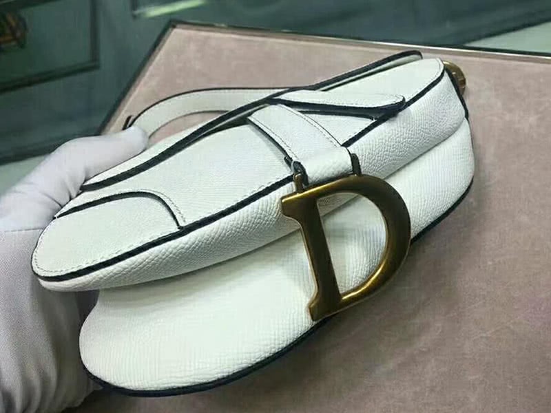 Dior Mini Saddle Calfskin Bag Gold Hardware White m0447s3 4