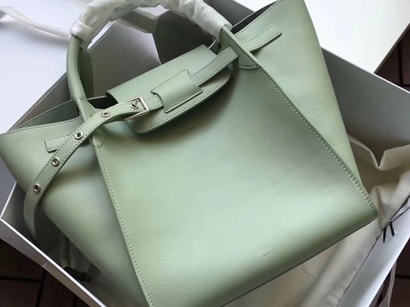 Celine Small Big Bag With Long Strap In Supple Grained Calfskin Light Green 3