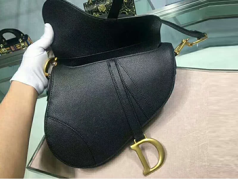 Dior Saddle Calfskin Bag Gold Hardware Black m0446l 8