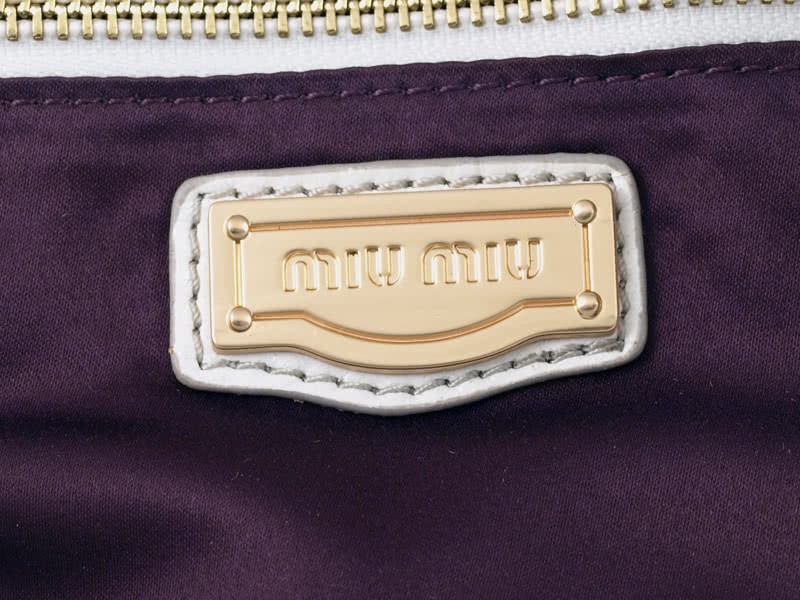 Miu Miu Nappa Leather Large Boston Bag White 8
