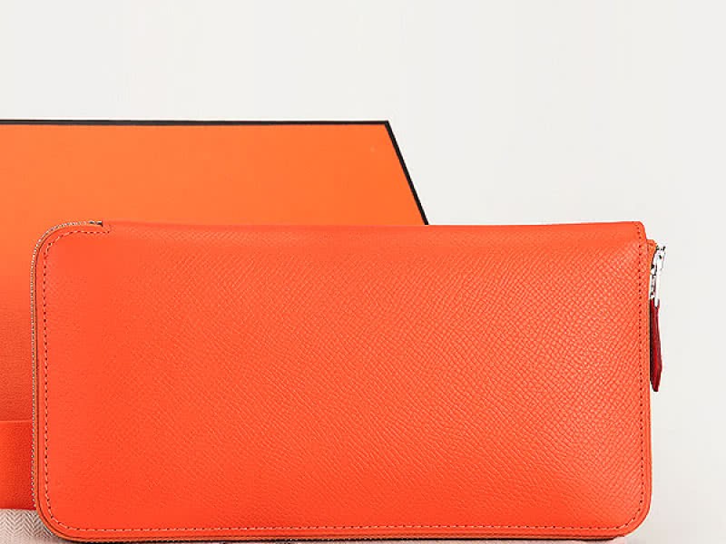 Hermes Zipper Wallet Original Epsom Calfskin Orange 2