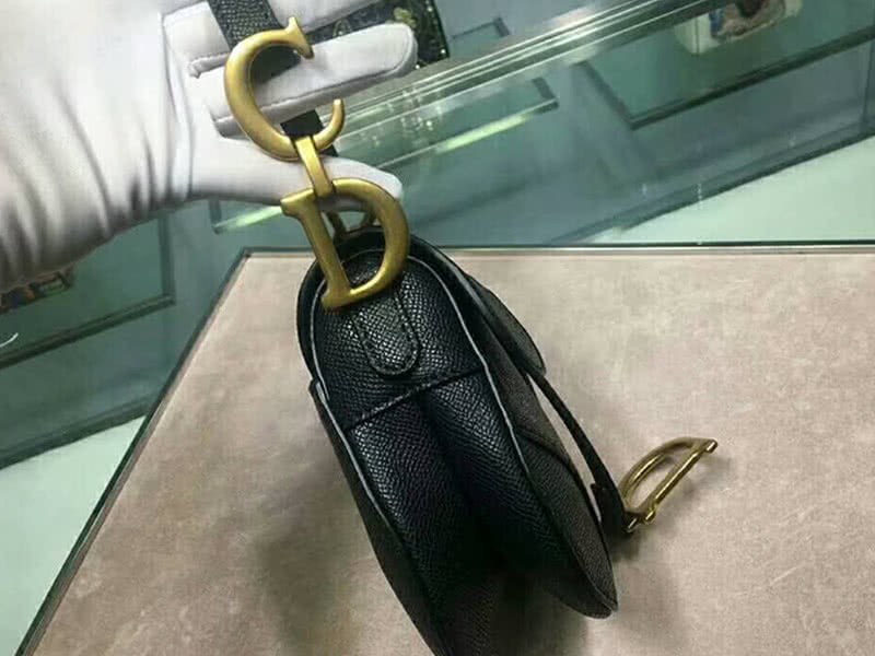 Dior Mini Saddle Calfskin Bag Gold Hardware Black m0447s 3