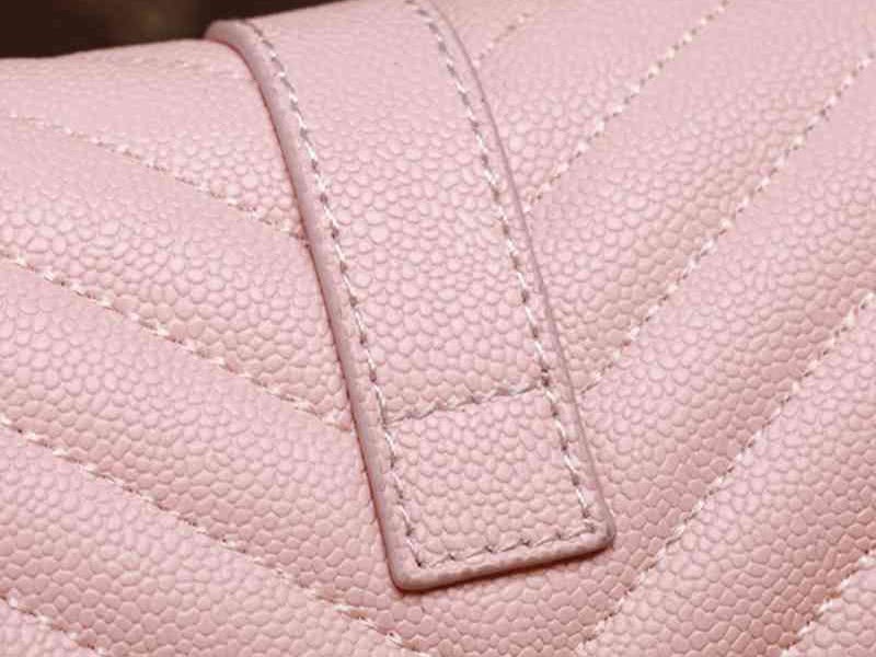 Ysl  Medium Monogramme Satchel  Pink Grain  Poudre Textured Matelasse Leather 7