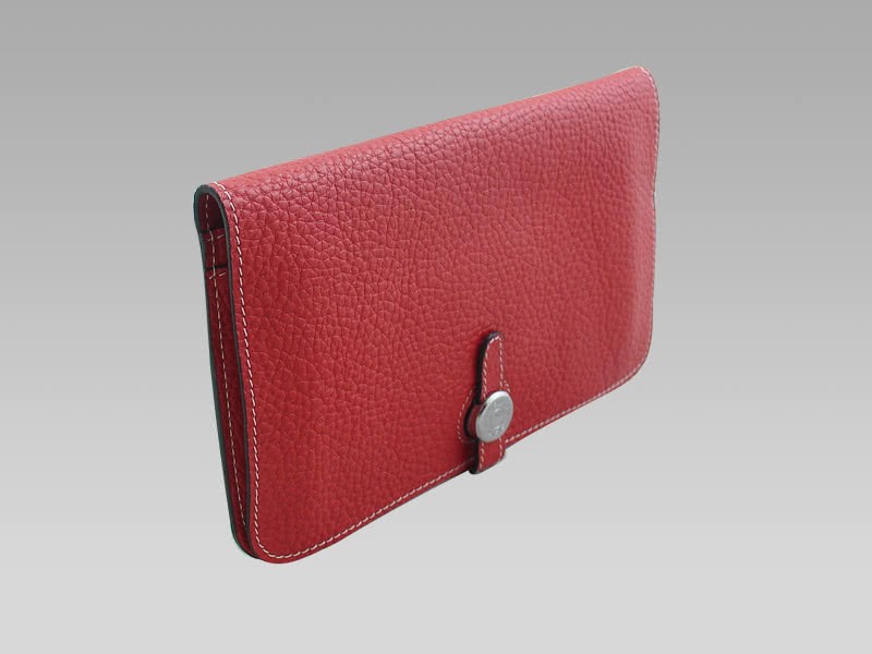 Hermes Dogon Togo Leather Wallet Purse Red 2
