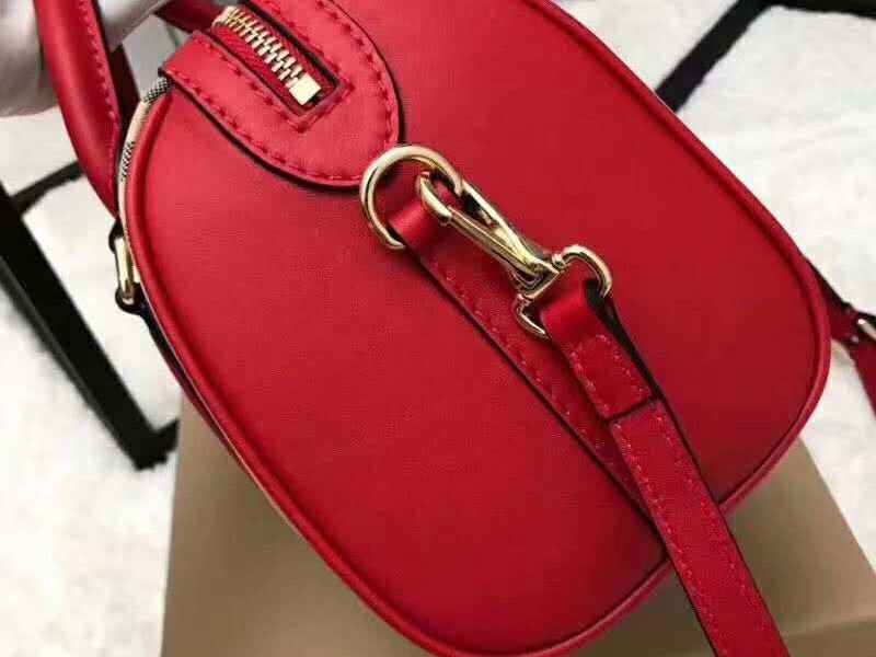 Burberry Boston Bag In Vintage Check And Leather Red 3