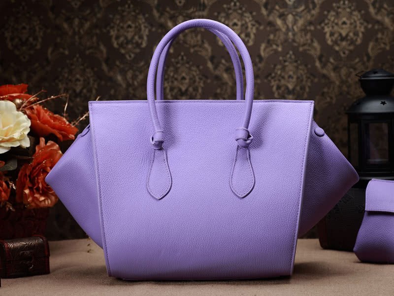 Celine Tie Nano Top Handle Bag Leather Purple 5