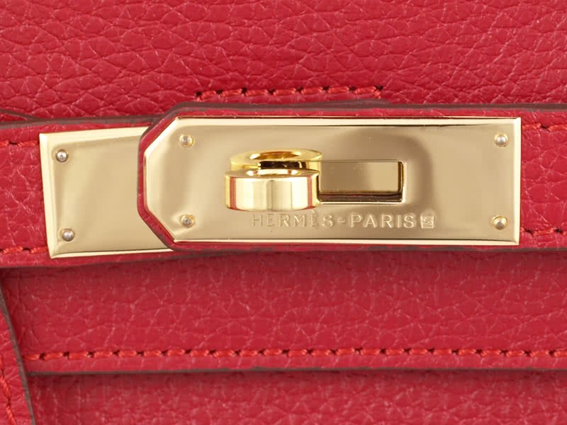 Hermes Birkin 35cm Clemence Rouge Vif With Golden Hardware 7