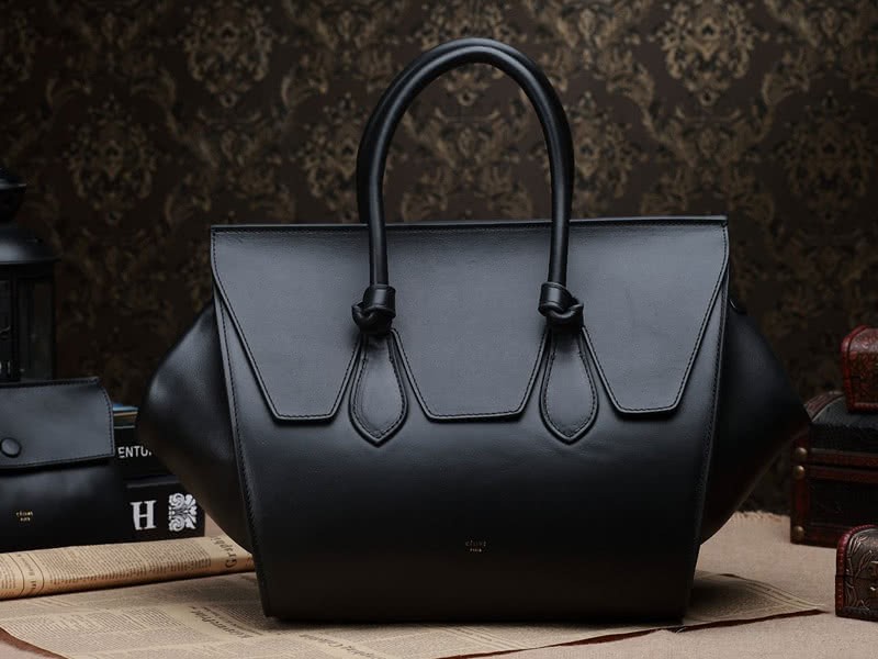 Celine Tie Nano Top Handle Bag Leather Black 2 3