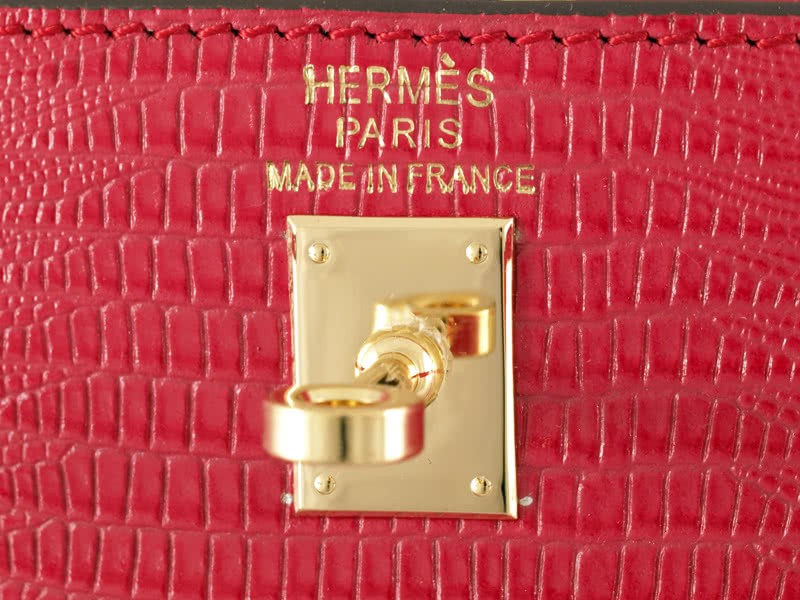 Hermes Kelly Pochette Longue Lizard Leather Red 9