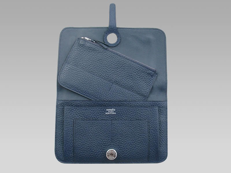 Hermes Dogon Togo Leather Wallet Purse Dark Blue 7