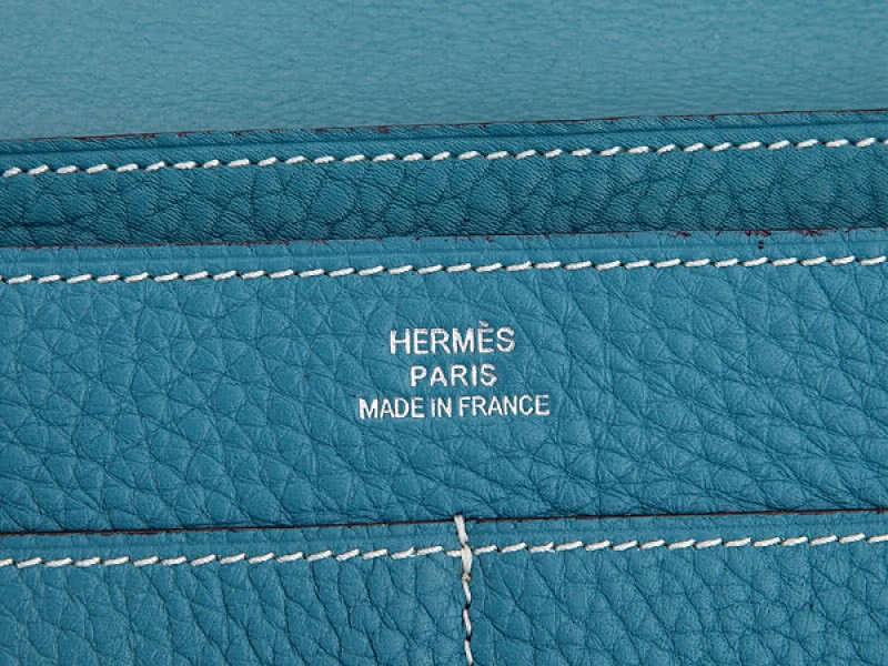 Hermes Dogon Togo Original Leather Combined Wallet Medium Blue 6