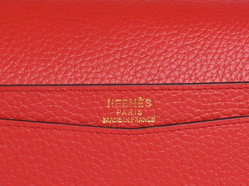 Hermes Pilot Envelope Clutch Red With Gold Hardware 10