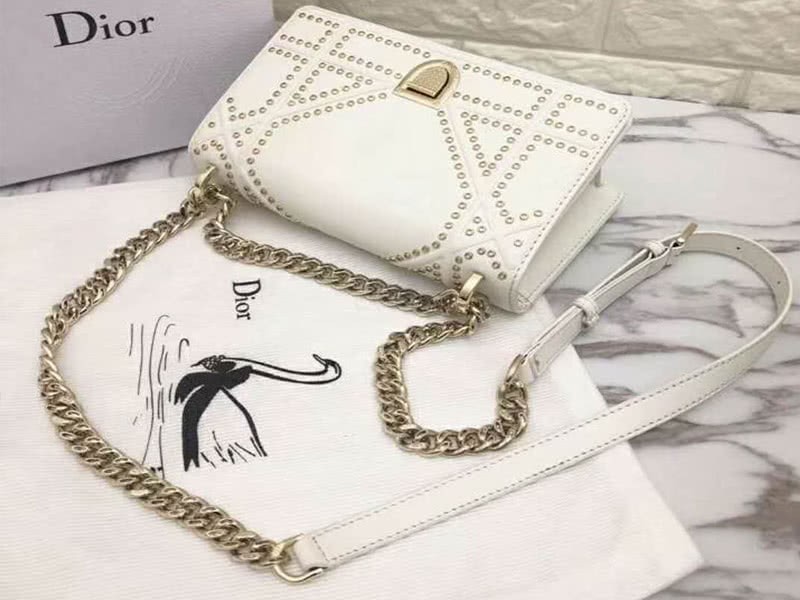 Dior Small Diorama Calfskin Bag White d0421-13 4