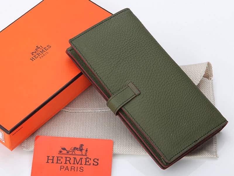 Hermes Dogon Togo Original Calfskin Bearn Japonaise Bi-Fold Wallet Olive 2
