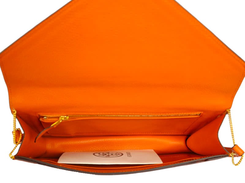 Hermes Pilot Envelope Clutch Orange With Gold Hardware 11